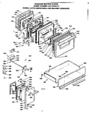Doors, latch mechanism and drawer assemblies