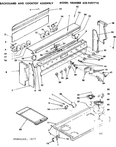 Backguard cooktop assembly