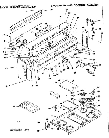 Backguard and cooktop assembly
