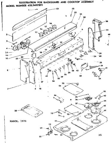 Backguard and cooktop assembly