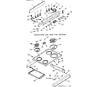 Kenmore 9116257442 backguard and main top section diagram