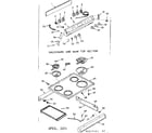 Kenmore 9116327441 backguard and main top section diagram