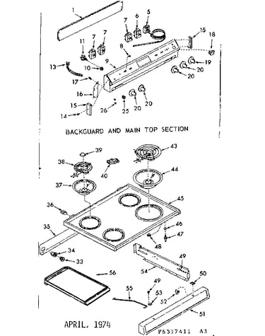Backguard and main top section