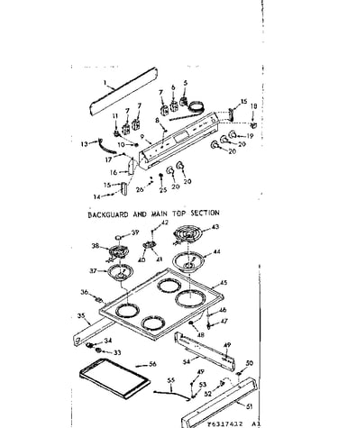 Backguard and main top section