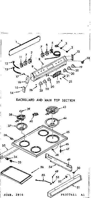 Backguard and main top section