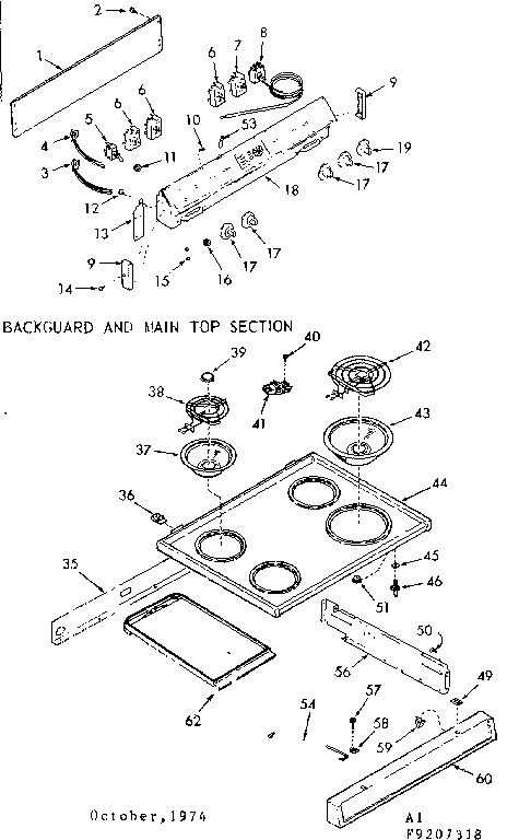Backguard and main top section