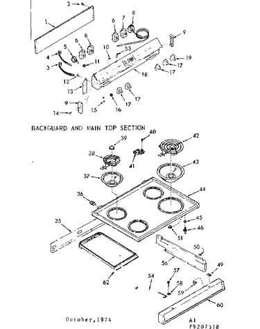 Backguard and main top section