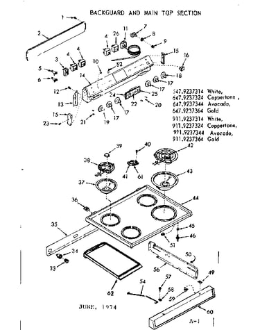 Backguard and main top section