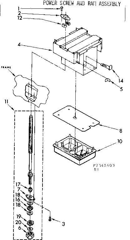 Power screw and ram assembly
