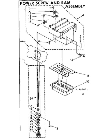 Power screw and ram assembly