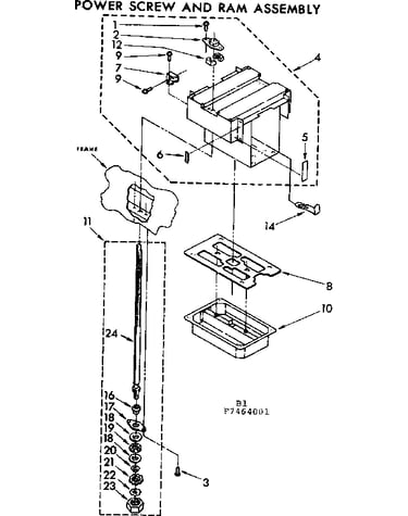 Power screw and ram assembly