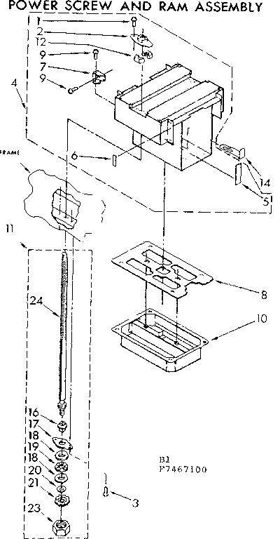 Power screw and ram assembly