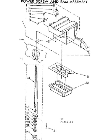 Power screw and ram assembly