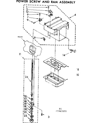 Power screw and ram assembly