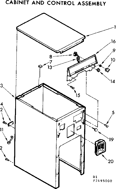 Cabinet and control assembly