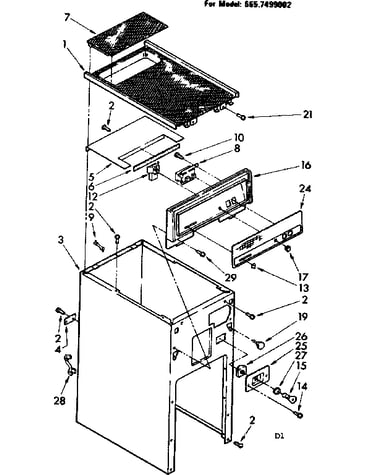 Cabinet and control parts