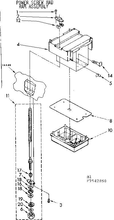 Power screw and ram assembly