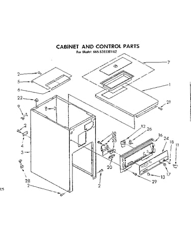 Cabinet and control parts