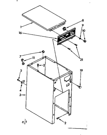 Cabinet and control parts