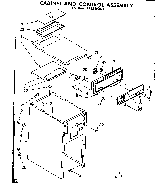 Cabinet and control parts