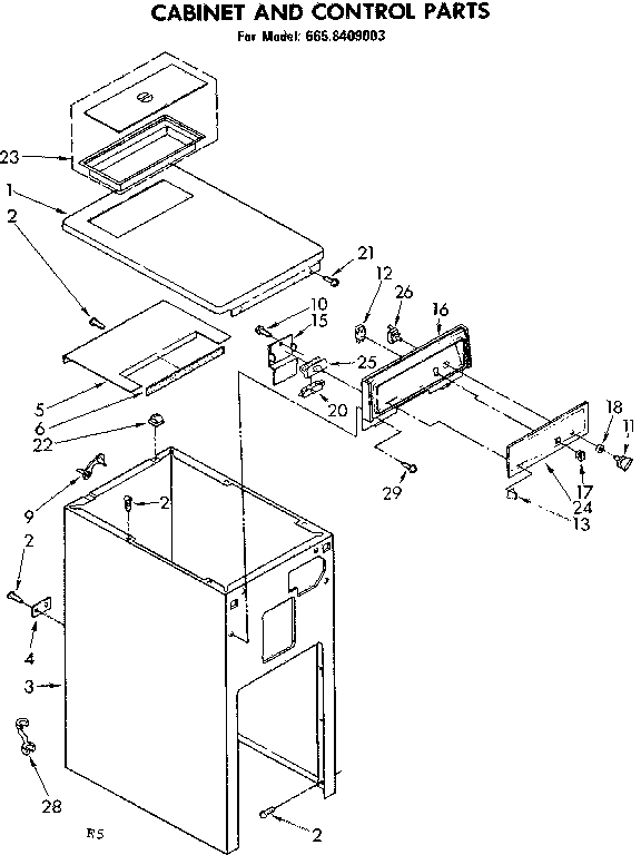 Cabinet and control parts