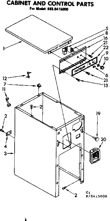 Cabinet and control parts