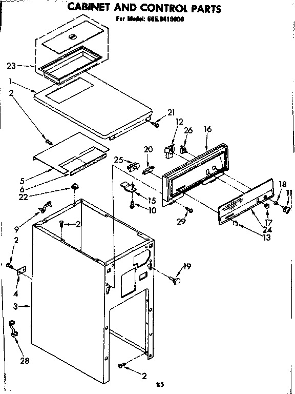 Cabinet and control parts