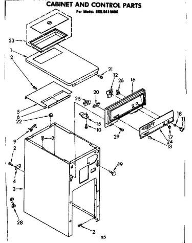 Cabinet and control parts