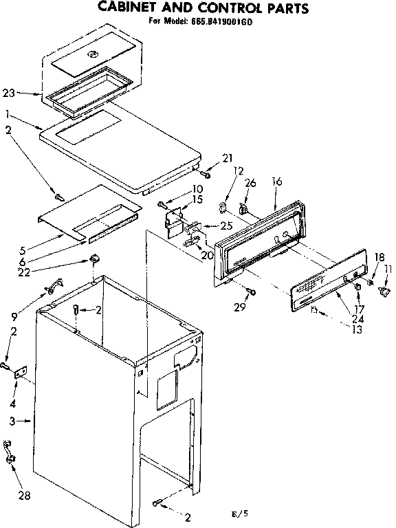 Cabinet and control parts