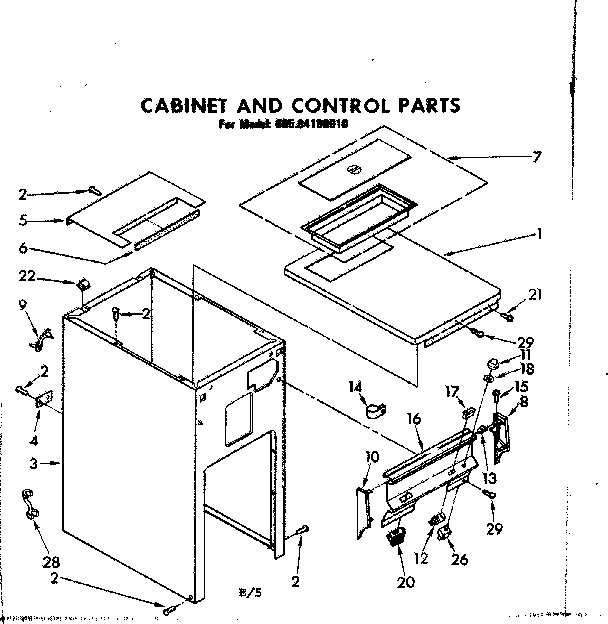 Cabinet and control parts