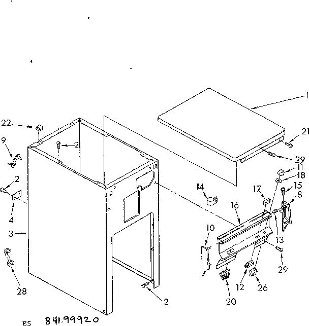 Cabinet and control parts