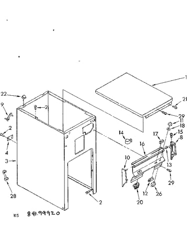 Cabinet and control parts