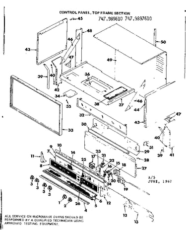 Control panel top frame section