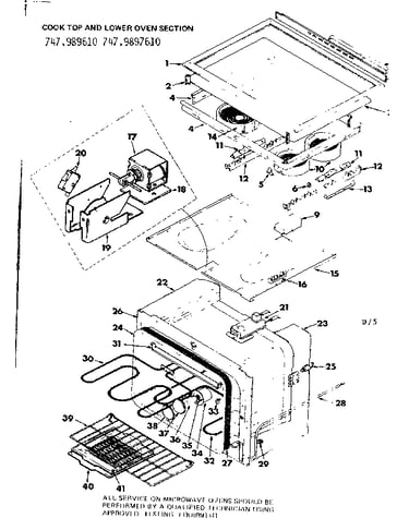 Cook top and lower oven section