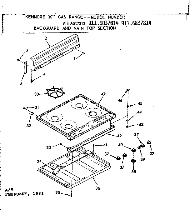 Backguard and main top section