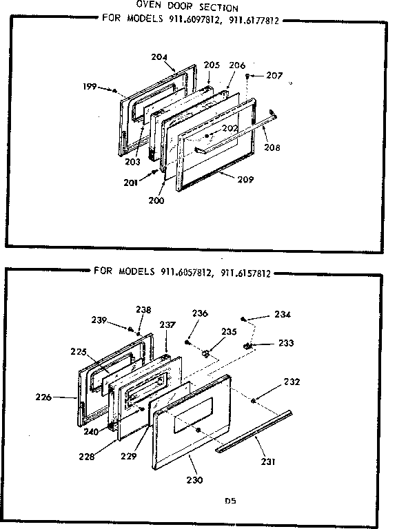 Oven door section
