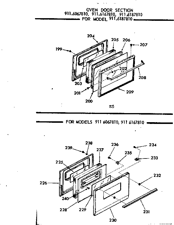 Oven door section