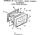Kenmore 9116098310 oven door section diagram