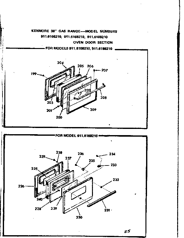 Oven door section