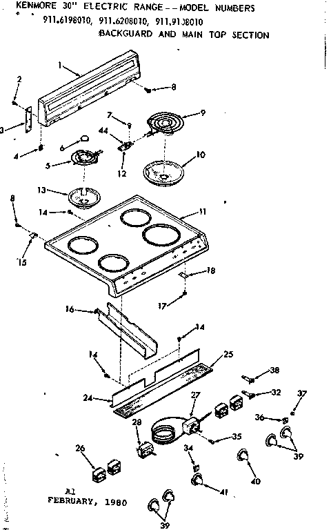 Backguard and main top section