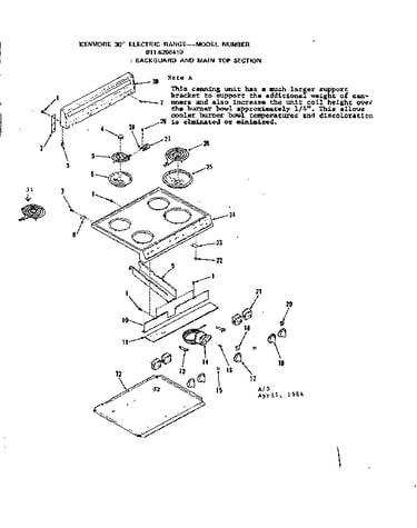 Backguard and main top section
