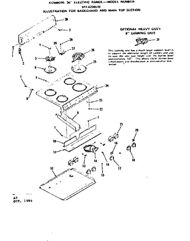 Backguard and main top section