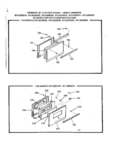 Oven door section