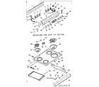 Kenmore 9116287443 backguard and main top section diagram