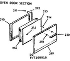 Kenmore 9117108010 oven door section diagram