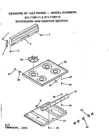Backguard and maintop section