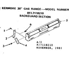 Kenmore 9117118210 backguard section diagram