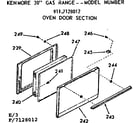 Kenmore 9117128012 oven door section diagram