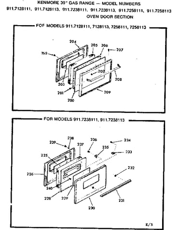 Oven door section