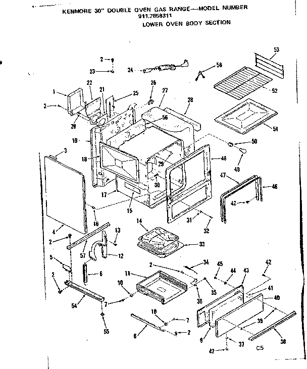 Lower oven body section